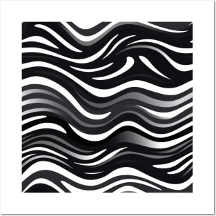 Monochrome Waves: Modern Abstract Ebb and Flow Posters and Art